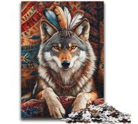 Jigsaw Puzzles for Teenagers 1000 Indian Wolf 1000 Pieces for Teenagers,Quiz Game Wall Decoration Unique Birthday And Xmas Gifts (75x50cm)