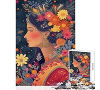 Jigsaw Puzzles for Teenagers 1000 Indian Woman with Flower Hands-on Game Suitable for Couples Home Decoration Toys Unique Birthday And Xmas Gifts (38x26cm)