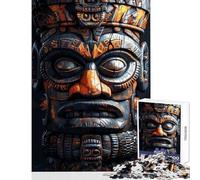 Jigsaw Puzzles for Teenagers 1000 Indigenous Dark Tiki Mask Fun Games Home Art Decor Home Decoration Toys Unique Birthday And Xmas Gifts (38X52CM)