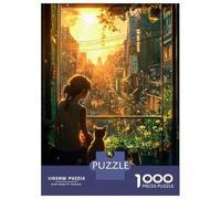 Jigsaw Puzzles for Teenagers 1000 Japan Cityscape with Cat Puzzle for Adults Anti-Stress Toys Difficult Hard Deal As Gifts for The Whole Family 70x50cm/1000pcs
