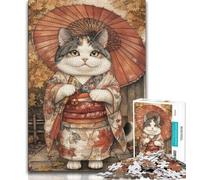 Jigsaw Puzzles for Teenagers 1000 Japanese Samurai Cat Adult Jigsaw,for Educational Game Challenge Toy Unique Home Decor And Gifts (size 75x50cm)