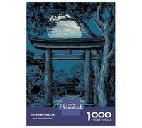 Jigsaw Puzzles for Teenagers 1000 Japanese Torii Gate Under Moonlight Jigsaw Fun Games Perfect Decoration Deal As Gifts for The Whole Family 38x26cm/1000pcs