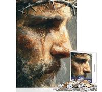 Jigsaw Puzzles for Teenagers 1000 Jesus Christ Portrait with Crown of Thorns Hands-on Game Suitable for Couples Home Decoration Toys Unique Birthday And Xmas Gifts (38x52cm)
