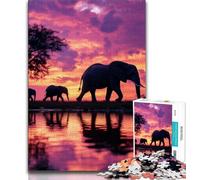 Jigsaw Puzzles for Teenagers 1000 Jigsaws African Elephant,for Educational Game Challenge Toy Unique Home Decor And Gifts (38x26cm)
