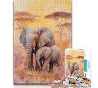 Jigsaw Puzzles for Teenagers 1000 Jigsaws African Elephants,Challenging To Complete But Fun And Humorous Unique Birthday And Gifts (75x50cm)