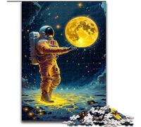 Jigsaw Puzzles for Teenagers 1000 Jigsaws Astronaut Holding The Moon, Toys Educational Games Stress Relieving Wall Decoration (Size 26x38cm)