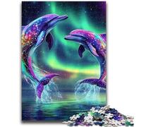 Jigsaw Puzzles for Teenagers 1000 Jigsaws Aurora Dolphin Help The Brain Exercise Addictive Toys to Cultivate Patience Wall Decoration 26x38cm