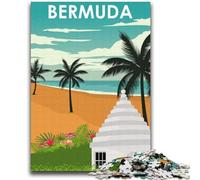 Jigsaw Puzzles for Teenagers 1000 Jigsaws Bermuda Travel Poster Help The Brain Exercise Addictive Toys to Cultivate Patience Suitable for Couples (size 38x52cm)