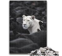 Jigsaw Puzzles for Teenagers 1000 Jigsaws Black And White Lion Toy Intellectual Game for Home Decoration for Age 14 Years Up 50x75cm