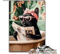 Jigsaw Puzzles for Teenagers 1000 Jigsaws Black Cat in The Bathroom Stress Reliever Difficult Challenge Unique Home Decor And Gifts 26x38cm