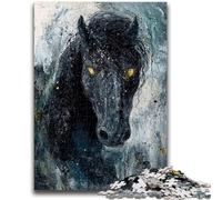 Jigsaw Puzzles for Teenagers 1000 Jigsaws Black Golden Horse Difficult Hard Gifts for Friends And Family Suitable for And 14 26x38cm