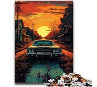 Jigsaw Puzzles for Teenagers 1000 Jigsaws Car on Street at Sunset Difficult Hard Gifts for Friends And Family Suitable for And 14 50x75cm