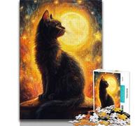Jigsaw Puzzles for Teenagers 1000 Jigsaws Cat Looking Up at The Sky,Challenging To Complete But Fun And Humorous Unique Birthday And Gifts (75x50cm)