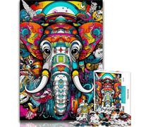 Jigsaw Puzzles for Teenagers 1000 Jigsaws Colorful Elephant,Family Entertainment Toys Is Ideal As A Gift for The Whole Family 38x26cm