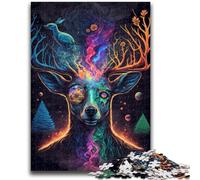 Jigsaw Puzzles for Teenagers 1000 Jigsaws Cosmic Trippy Deer for Educational Game Challenge Toy Deal As Gifts for The Whole Family 26x38cm