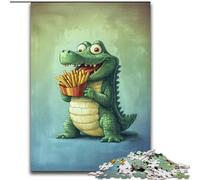 Jigsaw Puzzles for Teenagers 1000 Jigsaws Crocodile Eating French Fries,Challenging To Complete But Fun And Humorous Birthday Present,Gifts,Wall Art 38X26CM