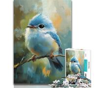 Jigsaw Puzzles for Teenagers 1000 Jigsaws Cute Little Blue Bird,Family Game Stress Reliever Difficult Challenge Enhance Love between Couples 38x26cm
