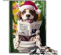 Jigsaw Puzzles for Teenagers 1000 Jigsaws Dalmatian on The Toilet, Stress Relief with Fully Interlocking Randomly Shaped Pieces for And 14 Years Old (Size 26x38cm)