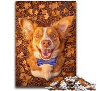 Jigsaw Puzzles for Teenagers 1000 Jigsaws Dog in The Fallen Leaves Educational Family Game Wall Decoration Unique Birthday And Xmas Gifts 26x38cm