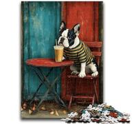 Jigsaw Puzzles for Teenagers 1000 Jigsaws French Bulldog Drinking A Beverage Challenging To Complete But Fun And Humorous Unique Home Decor And Gifts 26x38cm