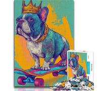Jigsaw Puzzles for Teenagers 1000 Jigsaws French Bulldog Skateboarding,Challenging Game And Family Play Birthday Present,Gifts,Wall Art 75x50cm