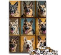 Jigsaw Puzzles for Teenagers 1000 Jigsaws German Shepherd Collage for Educational Game Challenge Toy Deal As Gifts for The Whole Family 26x38cm