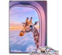Jigsaw Puzzles for Teenagers 1000 Jigsaws Giraffe Outside The Airplane Window Train Your Brain And Hands Parent-child Interaction for Age 14+ 50x75cm