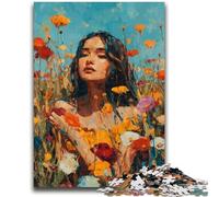 Jigsaw Puzzles for Teenagers 1000 Jigsaws Girl in Wildflowers Summer Challenging Game Gifts for Is Ideal As A Gift for The Whole Family 50X75CM