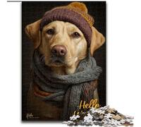 Jigsaw Puzzles for Teenagers 1000 Jigsaws Golden Retriever Wearing A Hat, Family Activity Enhance Love between Couples for Age 14+ (Size 50x75cm)
