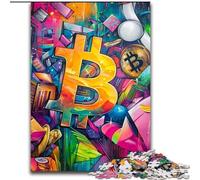 Jigsaw Puzzles for Teenagers 1000 Jigsaws Graffiti Bitcoin, Toys Educational Games Stress Relieving Enhance Love between Couples (Size 26x38cm)
