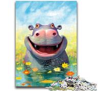 Jigsaw Puzzles for Teenagers 1000 Jigsaws Happy Hippo Delight Help The Brain Exercise Addictive Toys to Cultivate Patience Suitable for Couples 26x38cm