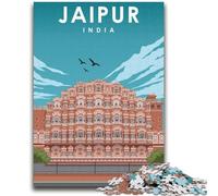 Jigsaw Puzzles for Teenagers 1000 Jigsaws Jaipur India Travel Poster Train Your Brain And Hands Parent-child Interaction for Age 14+ (size 38x26cm)