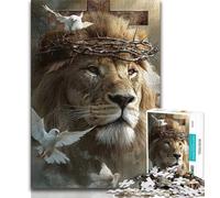 Jigsaw Puzzles for Teenagers 1000 Jigsaws Jesus Lion,Learning Educational Toys Family Games Suitable for Desktop Decoration 75x50cm