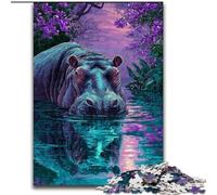 Jigsaw Puzzles for Teenagers 1000 Jigsaws Jungle Hippo, Decompressing Intellectual Educational Toy Birthday Gift (Size 50x75cm)