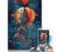 Jigsaw Puzzles for Teenagers 1000 Jigsaws Koi Couple,Toys Educational Games Stress Relieving Unique Birthday And Gifts (38x26cm)