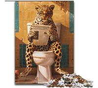Jigsaw Puzzles for Teenagers 1000 Jigsaws Leopard on The Toilet, Analysis And Logic with Fully Interlocking Randomly Shaped Pieces for And Age 14 Years Up (Size 26x38cm)
