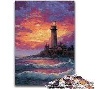 Jigsaw Puzzles for Teenagers 1000 Jigsaws Lighthouse at Sunset Challenging To Complete But Fun And Humorous Birthday Present, Gifts, Wall Art 50x75cm