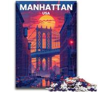 Jigsaw Puzzles for Teenagers 1000 Jigsaws Manhattan Travel Poster Challenging To Complete But Fun And Humorous Birthday Present, Gifts, Wall Art (size 50x70cm)
