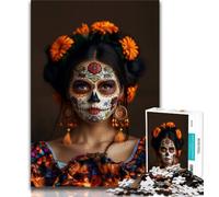 Jigsaw Puzzles for Teenagers 1000 Jigsaws Mexican Skull Girls,for Educational Game Challenge Toy Unique Home Decor And Gifts (38x26cm)