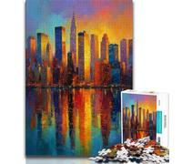 Jigsaw Puzzles for Teenagers 1000 Jigsaws New York Cityscape Oil Painting,Family Entertainment Toys Is Ideal As A Gift for The Whole Family 50x75cm
