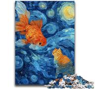 Jigsaw Puzzles for Teenagers 1000 Jigsaws Orange Cat And Goldfish Difficult Hard Gifts for Friends And Family Suitable for And 14 26x38cm