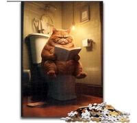 Jigsaw Puzzles for Teenagers 1000 Jigsaws Orange Cat Sitting on The Toilet for 14+ Difficult to Complete But Fun And Humorous Birthday Gift (size 50x75cm)
