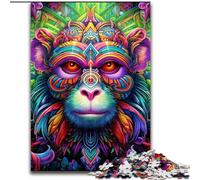 Jigsaw Puzzles for Teenagers 1000 Jigsaws Psychedelic Monkey,Family Game Stress Reliever Difficult Challenge Enhance Love between Couples 50x75cm