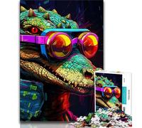 Jigsaw Puzzles for Teenagers 1000 Jigsaws Psychedelic Nile Crocodile,Learning Educational Toys Family Games Suitable for Desktop Decoration (38x26cm)