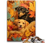 Jigsaw Puzzles for Teenagers 1000 Jigsaws Puppy in The Fallen Leaves Learning Educational Toys Family Games Birthday Present, Gifts 50x75cm