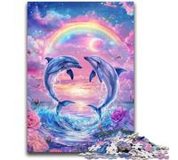 Jigsaw Puzzles for Teenagers 1000 Jigsaws Rainbow Dolphin Help The Brain Exercise Addictive Toys to Cultivate Patience Suitable for Couples 50x75cm