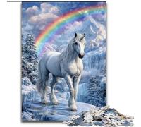 Jigsaw Puzzles for Teenagers 1000 Jigsaws Rainbow White Horse Stress Reliever Difficult Challenge Unique Home Decor And Gifts 50x75cm