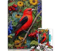 Jigsaw Puzzles for Teenagers 1000 Jigsaws Red Bird And Flowers,Educational Games Home Decoration Birthday Present,Gifts,Wall Art (38x26cm)