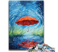 Jigsaw Puzzles for Teenagers 1000 Jigsaws Red Umbrella on A Rainy Day Educational Family Game Wall Decoration Unique Birthday And Xmas Gifts 26x38cm