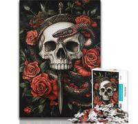 Jigsaw Puzzles for Teenagers 1000 Jigsaws Rose Skull,Toys Educational Games Stress Relieving Unique Birthday And Gifts (38x26cm)